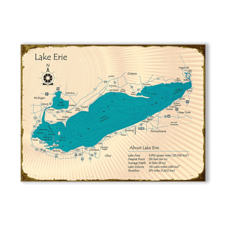 Lake Erie - Wood & Metal Wall Art Wood & Metal Wall Art Lake Art Metal 23" x 17"