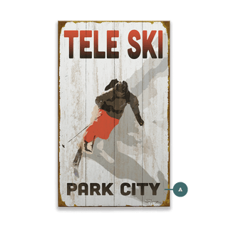 The Telemark Skier - Wood & Metal Wall Art Wood & Metal Wall Art Ed Anderson Wood 14" x 24"