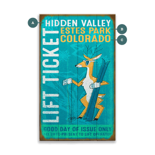Hidden Valley Lift Ticket - Wood & Metal Wall Art Wood & Metal Wall Art Meissenburg Designs Wood 8" x 14"
