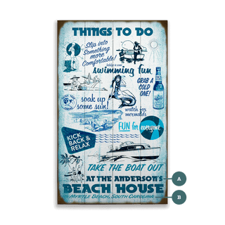 Things to do at the Beach - Wood & Metal Wall Art Wood & Metal Wall Art Meissenburg Designs Wood 8" x 14"