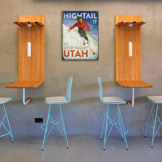 Hightail It: Female Skier - Wood & Metal Wall Art Wood & Metal Wall Art Meissenburg Designs