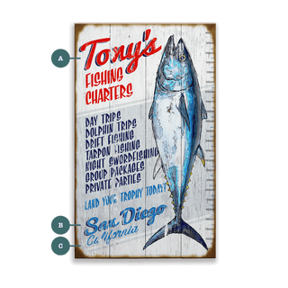 Trophy Fishing Charters - Wood & Metal Wall Art Wood & Metal Wall Art Ed Anderson Wood 14" x 24"