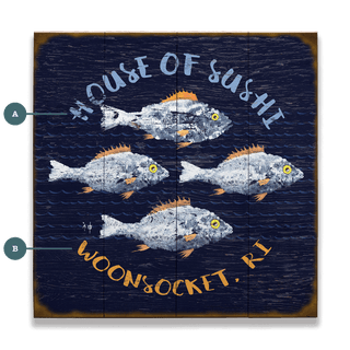 House of Sushi - Wood & Metal Wall Art Wood & Metal Wall Art FishAye Trading Company Wood 18" x 18"