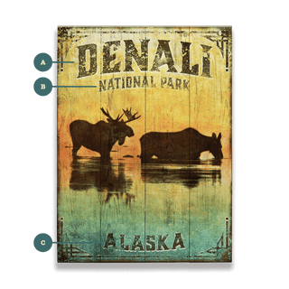 Alaskan Twilight: Moose in Denali - Wood & Metal Wall Art Wood & Metal Wall Art Meissenburg Designs Wood 9" x 12"