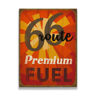 Premium Fuel on Route 66 - Wood & Metal Wall Art Wood & Metal Wall Art Meissenburg Designs Wood 9" x 12"