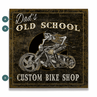 Old School Custom Bike Shop - Wood & Metal Wall Art Wood & Metal Wall Art Meissenburg Designs Wood 10.5" x 10.5"