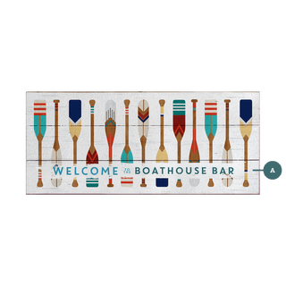 Oar Pattern Welcome Sign - Wood & Metal Wall Art Wood & Metal Wall Art Meissenburg Designs Wood 24" x 10.5"