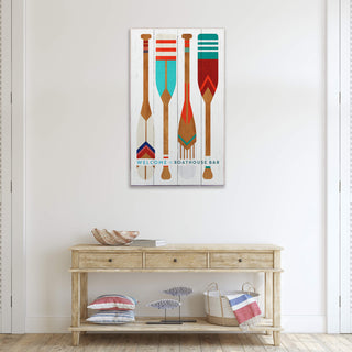 Oar Pattern Welcome Sign - Wood & Metal Wall Art Wood & Metal Wall Art Meissenburg Designs