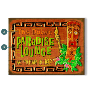 Paradise Lounge Tiki: Personalized - Wood & Metal Wall Art Wood & Metal Wall Art Meissenburg Designs Wood 12" x 9"