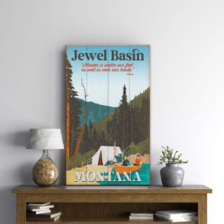 Camping Canoe Couple: Without Mountains - Wood & Metal Wall Art Wood & Metal Wall Art Meissenburg Designs