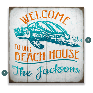Turtle Beach House - Personalized - Wood & Metal Wall Art Wood & Metal Wall Art Meissenburg Designs Wood 10.5" x 10.5"