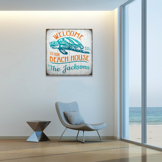 Turtle Beach House - Personalized - Wood & Metal Wall Art Wood & Metal Wall Art Meissenburg Designs