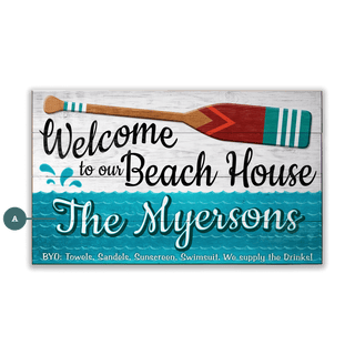 BYO: Towels to the Beach House - Wood & Metal Wall Art Wood & Metal Wall Art Meissenburg Designs Wood 14" x 8"