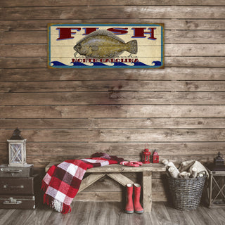 Catch of the Day Saltwater Fishing Sign Wall Decor Wood & Metal Wall Art Meissenburg Designs