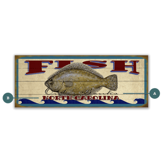 Catch of the Day Saltwater Fishing Sign Wall Decor Wood & Metal Wall Art Meissenburg Designs Wood 36" x 14" Flounder
