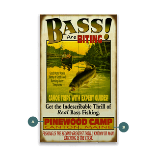 The Bass are Biting! - Wood & Metal Wall Art Wood & Metal Wall Art Meissenburg Designs Wood 14" x 24"