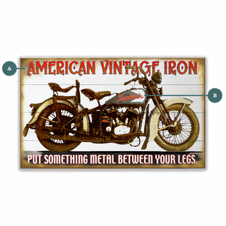 American Vintage Iron - Wood & Metal Wall Art Wood & Metal Wall Art Meissenburg Designs Wood 14" x 8"