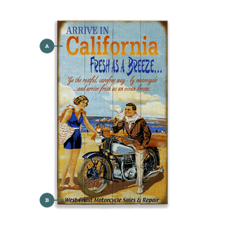 Motorcycle Touring - Wood & Metal Wall Art Wood & Metal Wall Art Meissenburg Designs Wood 8" x 14"