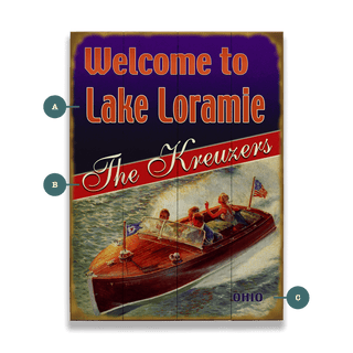 Red, White, and Blue Boaters (3 Lines) - Wood & Metal Wall Art Wood & Metal Wall Art Meissenburg Designs Wood 9" x 12"