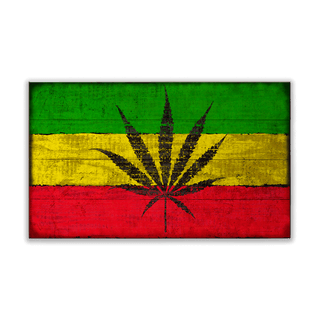 Marijuana Leaf Flag - Wood & Metal Wall Art Wood & Metal Wall Art Meissenburg Designs Wood 14" x 8"
