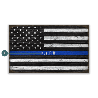Thin Blue Line - Wood & Metal Wall Art Wood & Metal Wall Art Meissenburg Designs Wood 14" x 8"