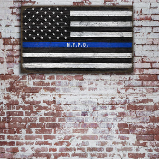 Thin Blue Line - Wood & Metal Wall Art Wood & Metal Wall Art Meissenburg Designs