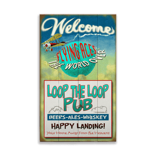 Loop the Loop Pub: Generic - Wood & Metal Wall Art Wood & Metal Wall Art Meissenburg Designs Wood 8" x 14"
