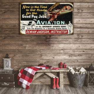 Aviation Instructor - Wood & Metal Wall Art Wood & Metal Wall Art Meissenburg Designs