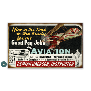 Aviation Instructor - Wood & Metal Wall Art Wood & Metal Wall Art Meissenburg Designs Wood 14" x 8"