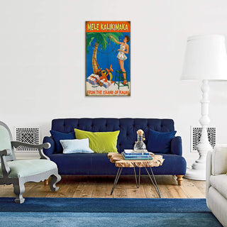 Mele Kalikimaka Happy Holidays: Brunette - Wood & Metal Wall Art Wood & Metal Wall Art Meissenburg Designs