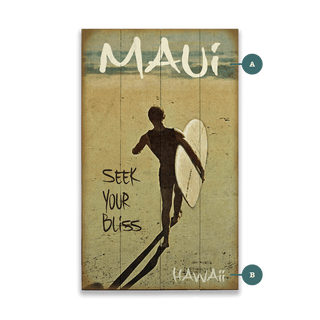 Seek Your Bliss Surfing - Wood & Metal Wall Art Wood & Metal Wall Art Meissenburg Designs Wood 8" x 14"