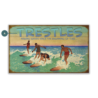 Riding the Waves: Surf Edition - Wood & Metal Wall Art Wood & Metal Wall Art Meissenburg Designs Wood 14" x 8"