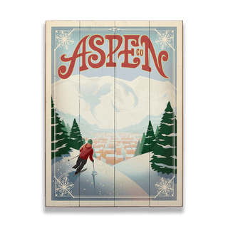 Aspen, Colorado - Wood & Metal Wall Art Wood & Metal Wall Art Anderson Design Group Wood 9" x 12"