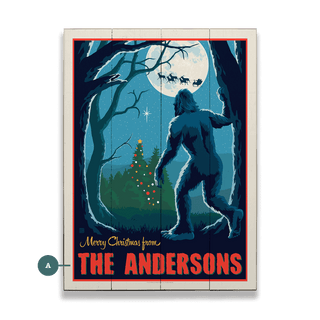 Bigfoot: Merry Christmas: Personalized - Wood & Metal Wall Art Wood & Metal Wall Art Anderson Design Group