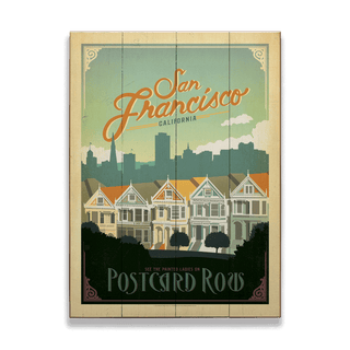 San Francisco Postcard Row - Wood & Metal Wall Art Wood & Metal Wall Art Anderson Design Group Wood 9" x 12"