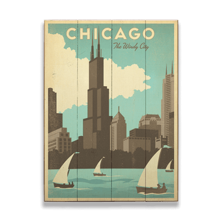 Chicago: Sailboats and Skylines - Wood & Metal Wall Art Wood & Metal Wall Art Anderson Design Group Wood 9" x 12"