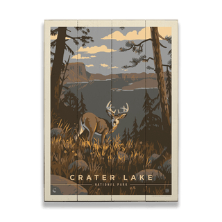 Crater Lake: Deer at Dusk - Wood & Metal Wall Art Wood & Metal Wall Art Anderson Design Group
