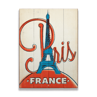 Paris, France: Retro - Wood & Metal Wall Art Wood & Metal Wall Art Anderson Design Group Wood 9" x 12"