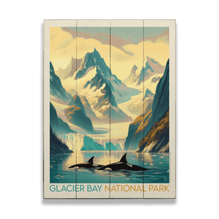 Glacier Bay National Park: Gliding Orcas - Wood & Metal Wall Art Wood & Metal Wall Art Anderson Design Group