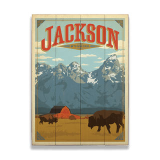 Jackson, Wyoming - Wood & Metal Wall Art Wood & Metal Wall Art Anderson Design Group Wood 9" x 12"