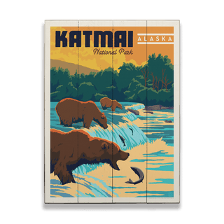 Katmai National Park: Fishing Bears - Wood & Metal Wall Art Wood & Metal Wall Art Anderson Design Group