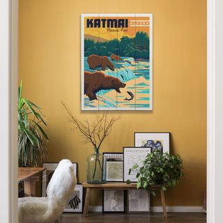 Katmai National Park: Fishing Bears - Wood & Metal Wall Art Wood & Metal Wall Art Anderson Design Group