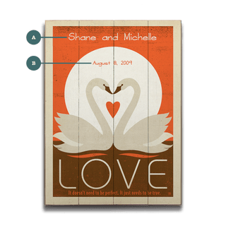 Swans in Love - Wood & Metal Wall Art Wood & Metal Wall Art Anderson Design Group Wood 9" x 12"