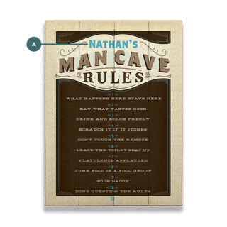 Man Cave Rules - Wood & Metal Wall Art Wood & Metal Wall Art Anderson Design Group Wood 17" x 23"