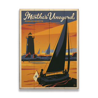 Martha's Vineyard: Red Sky at Night - Wood & Metal Wall Art Wood & Metal Wall Art Anderson Design Group Wood 9" x 12"