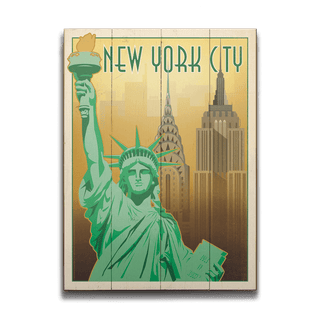 New York: Statue of Liberty - Wood & Metal Wall Art Wood & Metal Wall Art Anderson Design Group Wood 9" x 12"