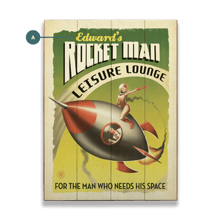 Rocket Man Leisure Lounge - Wood & Metal Wall Art Wood & Metal Wall Art Anderson Design Group Wood 9" x 12"