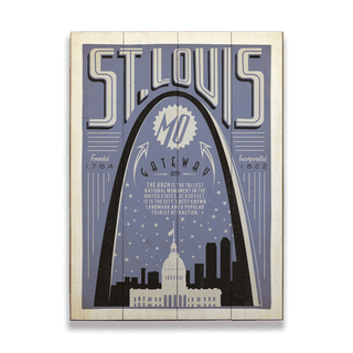 St. Louis Arch: Blue Gateway - Wood & Metal Wall Art Wood & Metal Wall Art Anderson Design Group Wood 9" x 12"