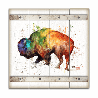 Buffalo Loco - Wood Plank Wall Art Wood & Metal Wall Art Dean Crouser