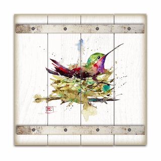 Hummer in a Nest - Wood Plank Wall Art Wood & Metal Wall Art Dean Crouser